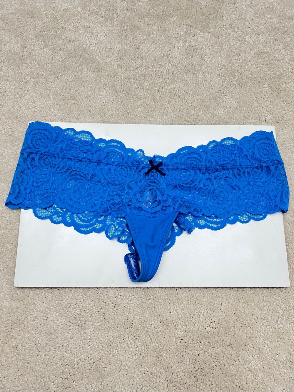 NEW Victoria’s Secret PINK Blue Lace Extra Low Rise Cheekster Panties Large L